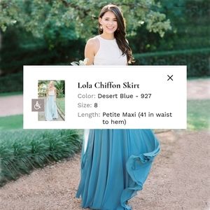 Revelry Bridal Bridesmaid Lola Skirt - 8 -    41" long - Size 8 petite